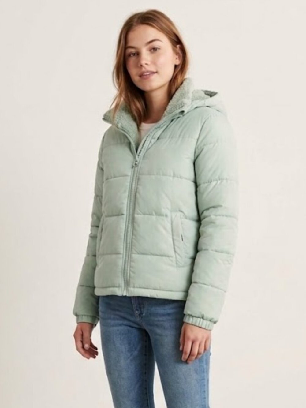 Abercrombie & Fitch Kids Light Green Puffer Jacket Teen Young Adult Size 14